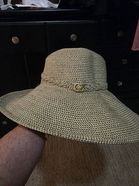 Braided Band Wide-Brim Straw Sun Hat - Natural Beige
